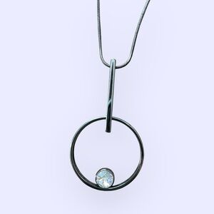 WHBM Elegant Dark Gray Silver Pendant Necklace